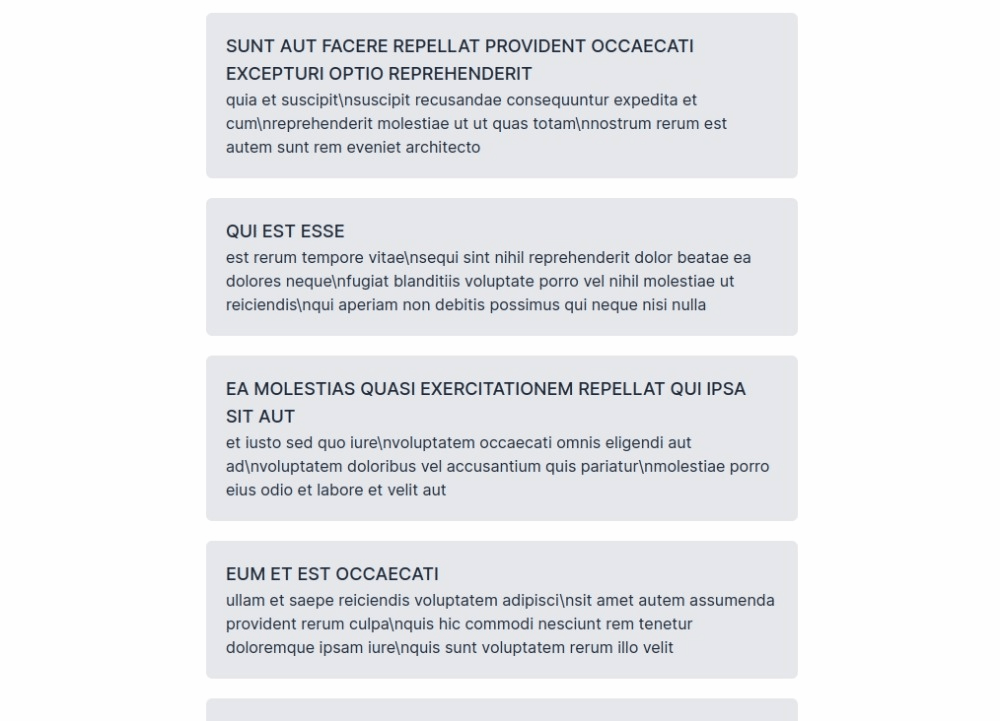 Demonstrates the infinite scrolling functionality. When the page is scrolled down to the bottom, the loading indicator is displayed, and new posts are displayed afterwards. Finally, when the bottom of the page is reached again the text No more posts is displayed.